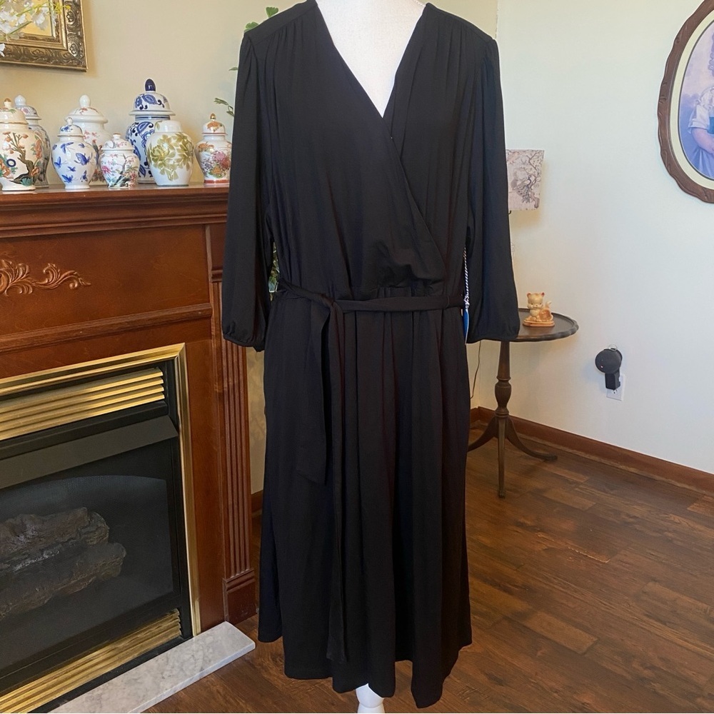 Draper James Black Wrap Midi Dress